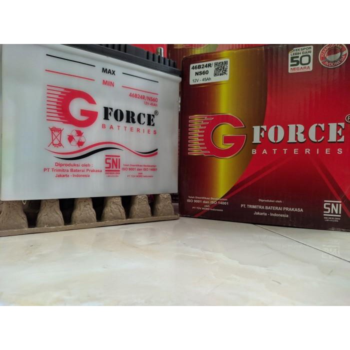 Jual Aki Basah Mobil G Force Ns60 / 12V45Ah 46B24R Toyota Baru | Shopee