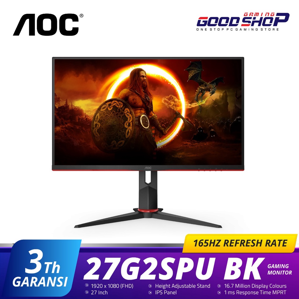 AOC 27G2SPU BK 27&quot; 165Hz 1 ms IPS FHD - Gaming Monitor