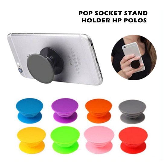 Pop Socket Phone Stand Holder HP POLOS Popsocket Standing Aksesoris Pegangan Hook Headset Penyangga