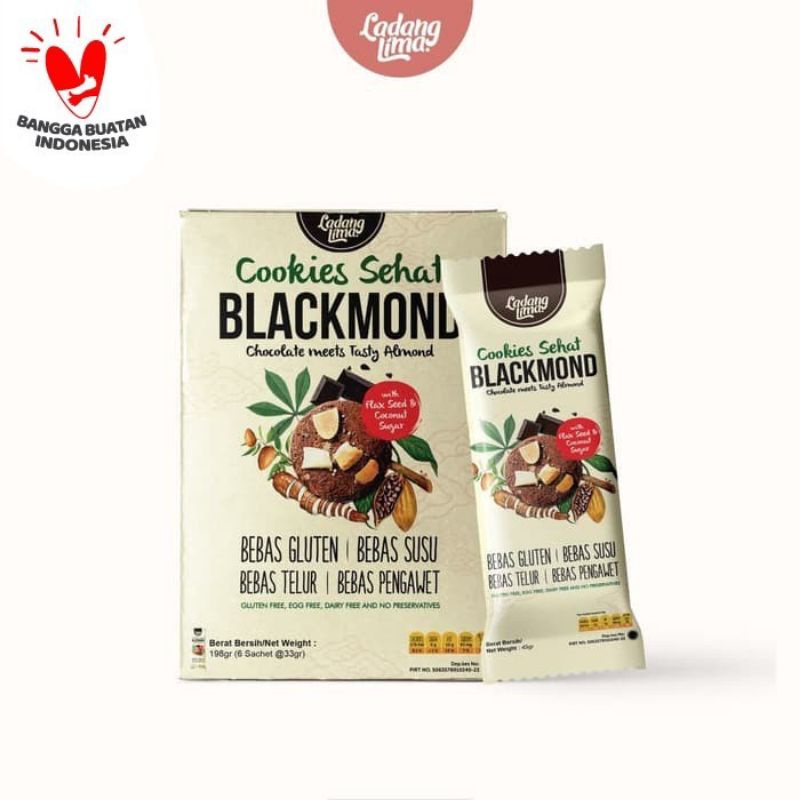 Ladang Lima - Blackmond 1 BOX isi 6 Sachet Healty Cookies Gluten Free 198 g