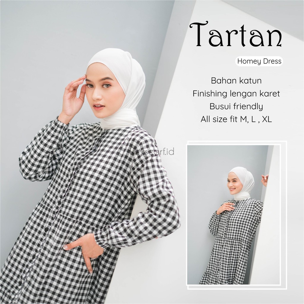 Homey Dress Tartan By Reyscarf Gamis Dewasa Luxury Nyaman Dipakai  Bahan Katun Premium Adem Nyaman Dipakai  I Bisa COD