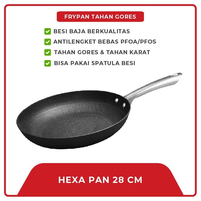 Maspion Wajan Hexa Frypan 28 Cm - Wajan Tahan Gores Anti lengket