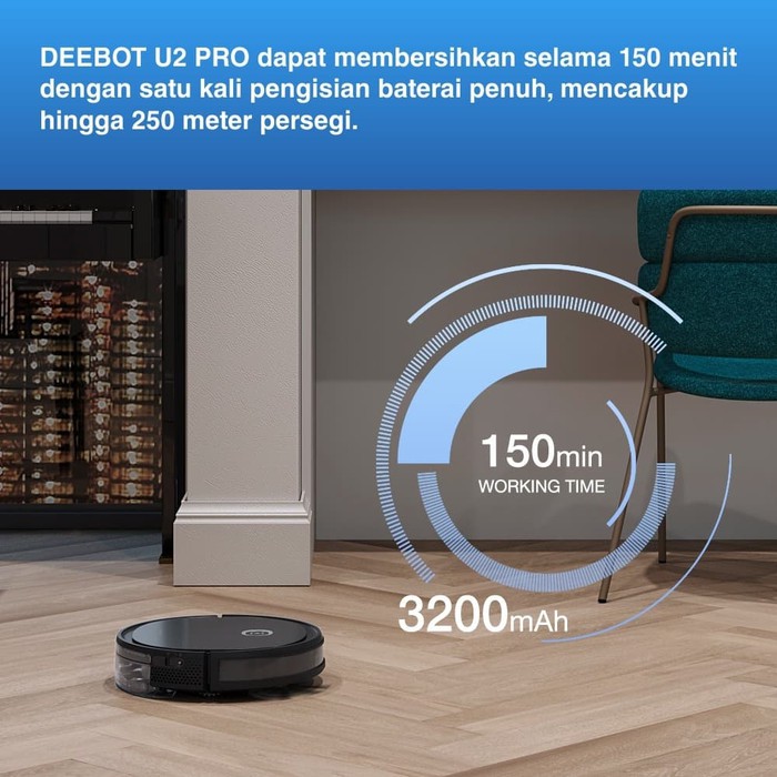 Ecovacs DEEBOT U2 PRO Robot Vacuum Cleaner Mop Vacum Sapu Pel Vakum