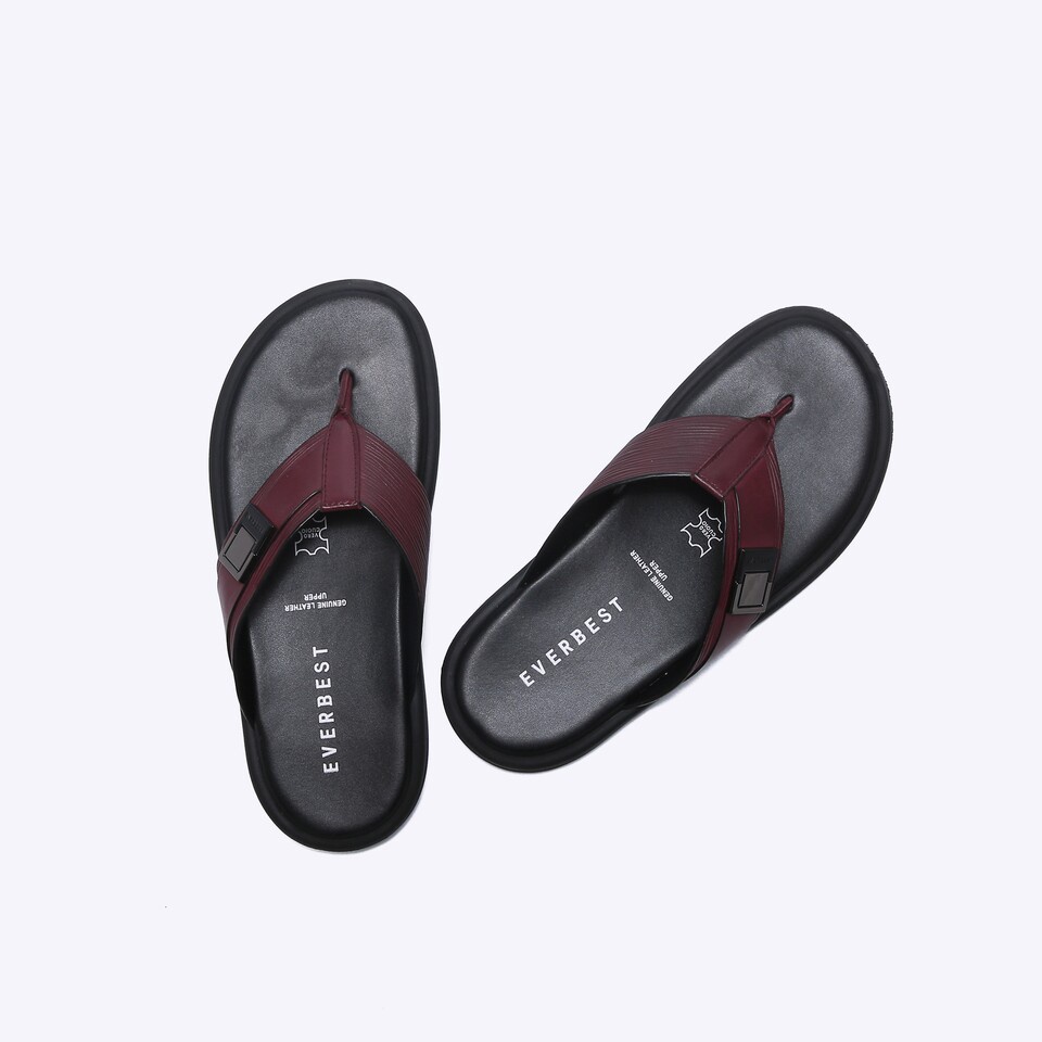 SANDAL JEPIT EVERBEST PRIA ORIGINAL CASUAL KULIT ASLI MERAH MAROON RED EM13