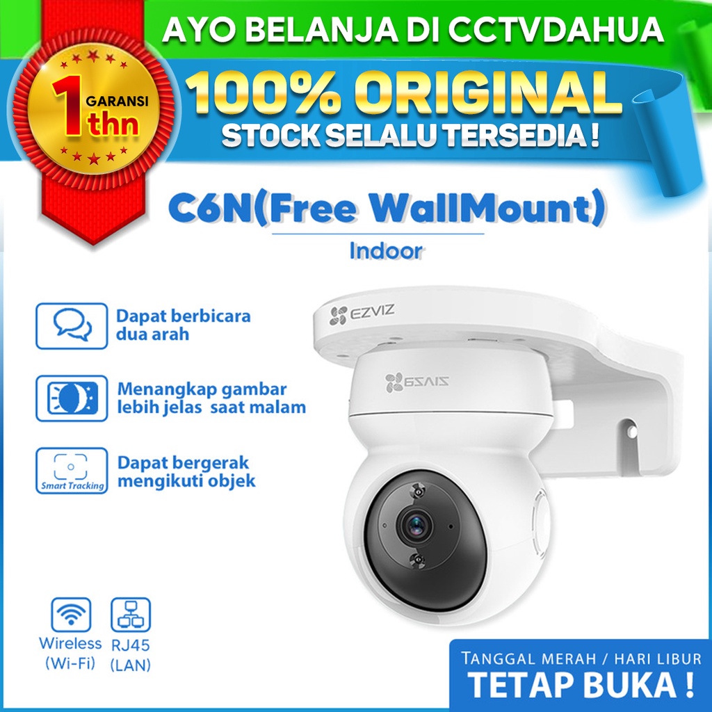 EZVIZ C6N 3MP 2K CCTV Wi-Fi / FREE WALLMOUNT / C6N BERGARANSI RESMI