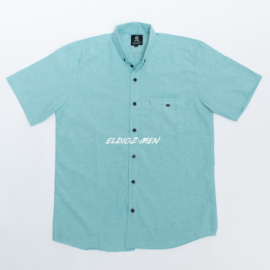 Kemeja Pria Lengan Pendek Model Slim Fit Katun Oxford Hem Pria Hijau Mint