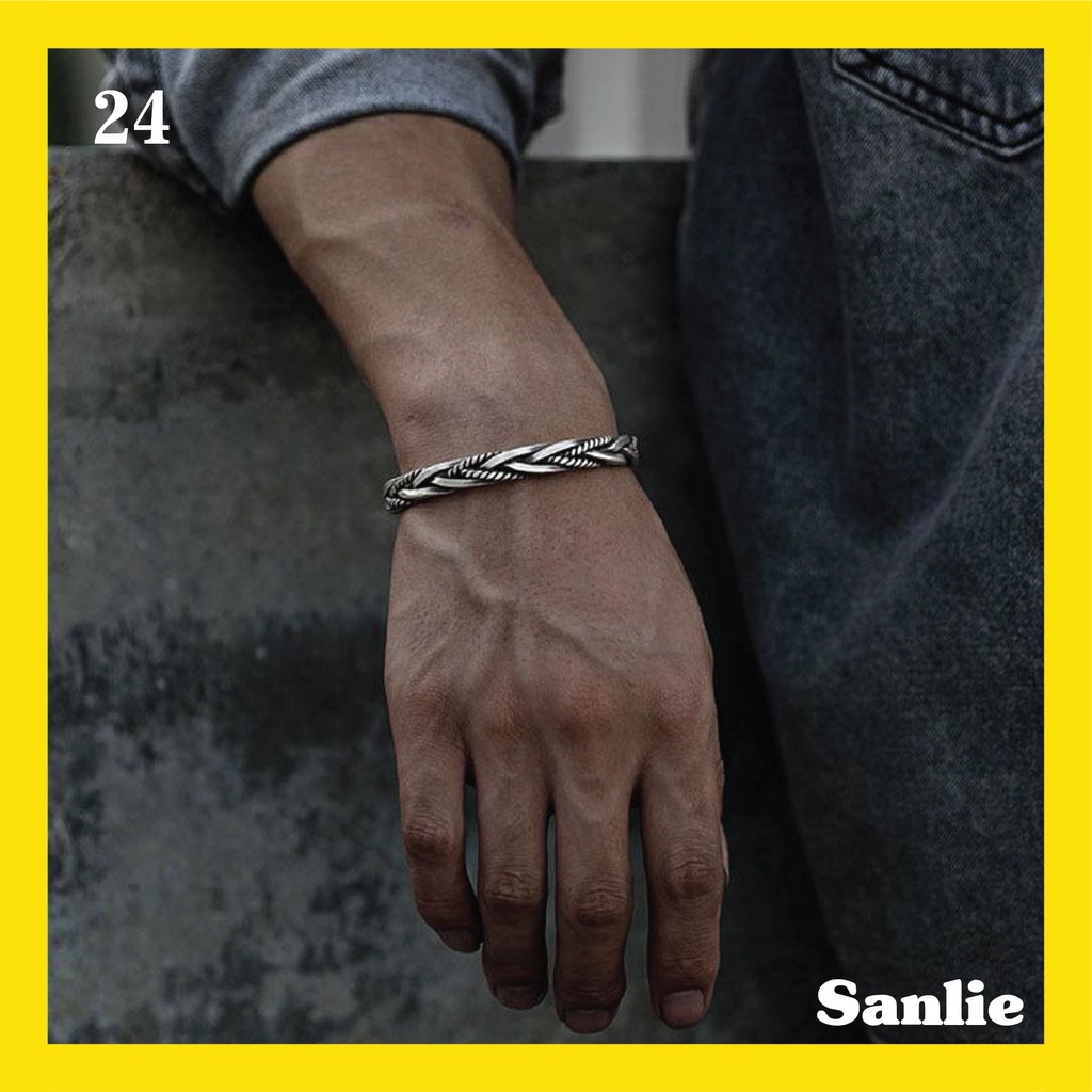 Sanlie Gelang Titanium Pria Korea  Gelang Fashion Murah Model Rantai 24