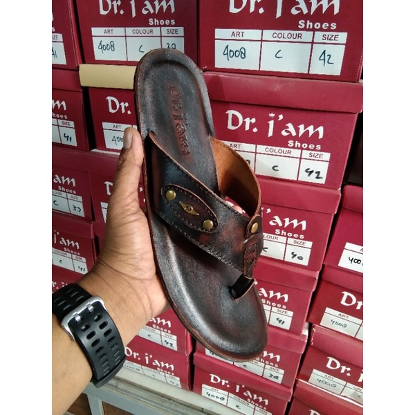 sandal kulit asli untuk pria model jepit full kulit