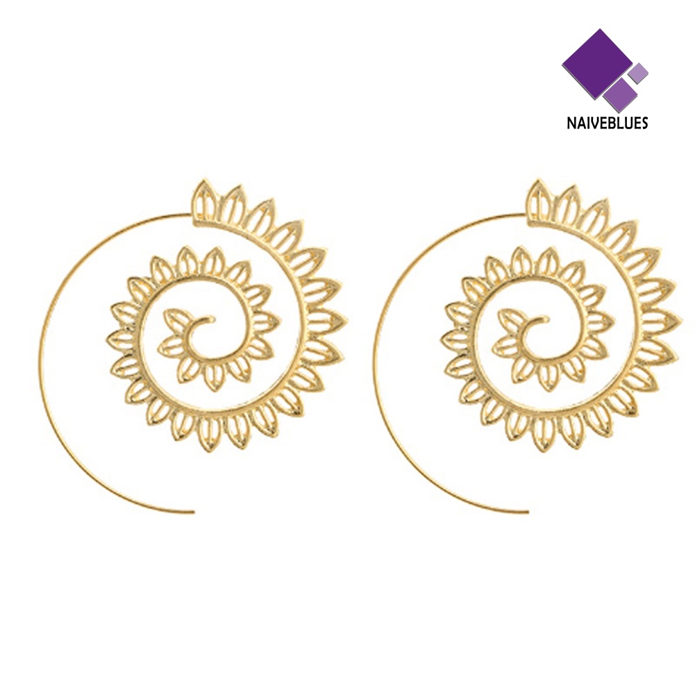 Anting Bentuk Water Drop Spiral Bahan Alloy Untuk Wanita