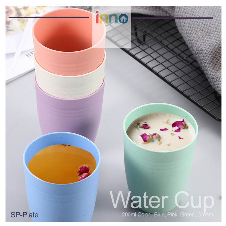 [INNO] 200 mL Cup Gelas Plastik Bulat Minuman Anti Pecah Warna Pastel