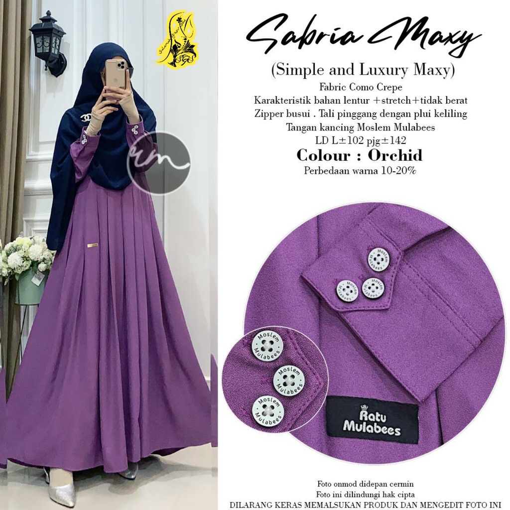 Gamis sabria ratu terbaru 2022 ori Ratu Mulabees | Bahan Como crepe | di salamah grosir solo