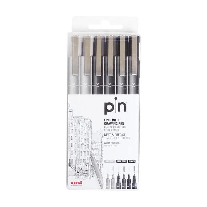 

Pendrawing- Uni Pin Fineliner Drawing Pen Set Of 6 -Drawing-Pen.