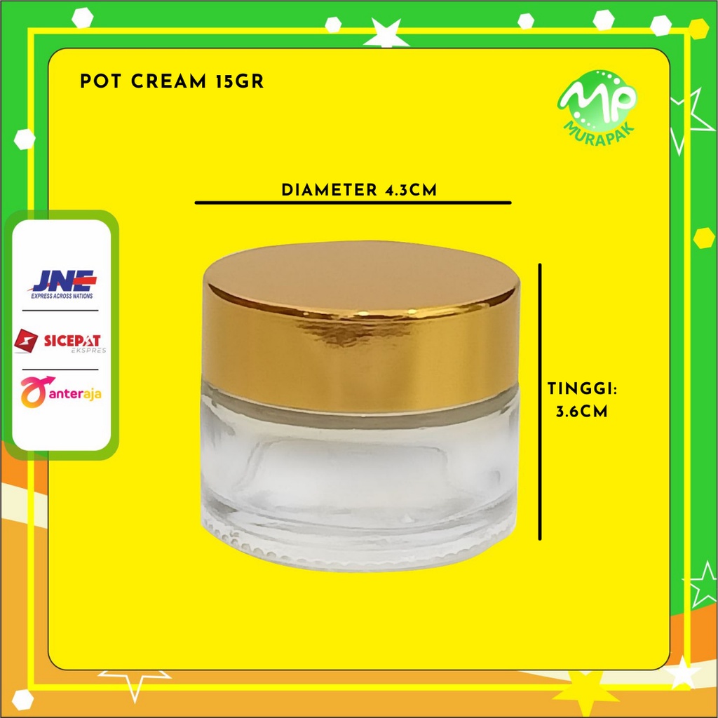 POT KRIM 15gr JAR KOSMETIK KRIM CREAM SKINCARE BENING / CLEAR CAP GOLD