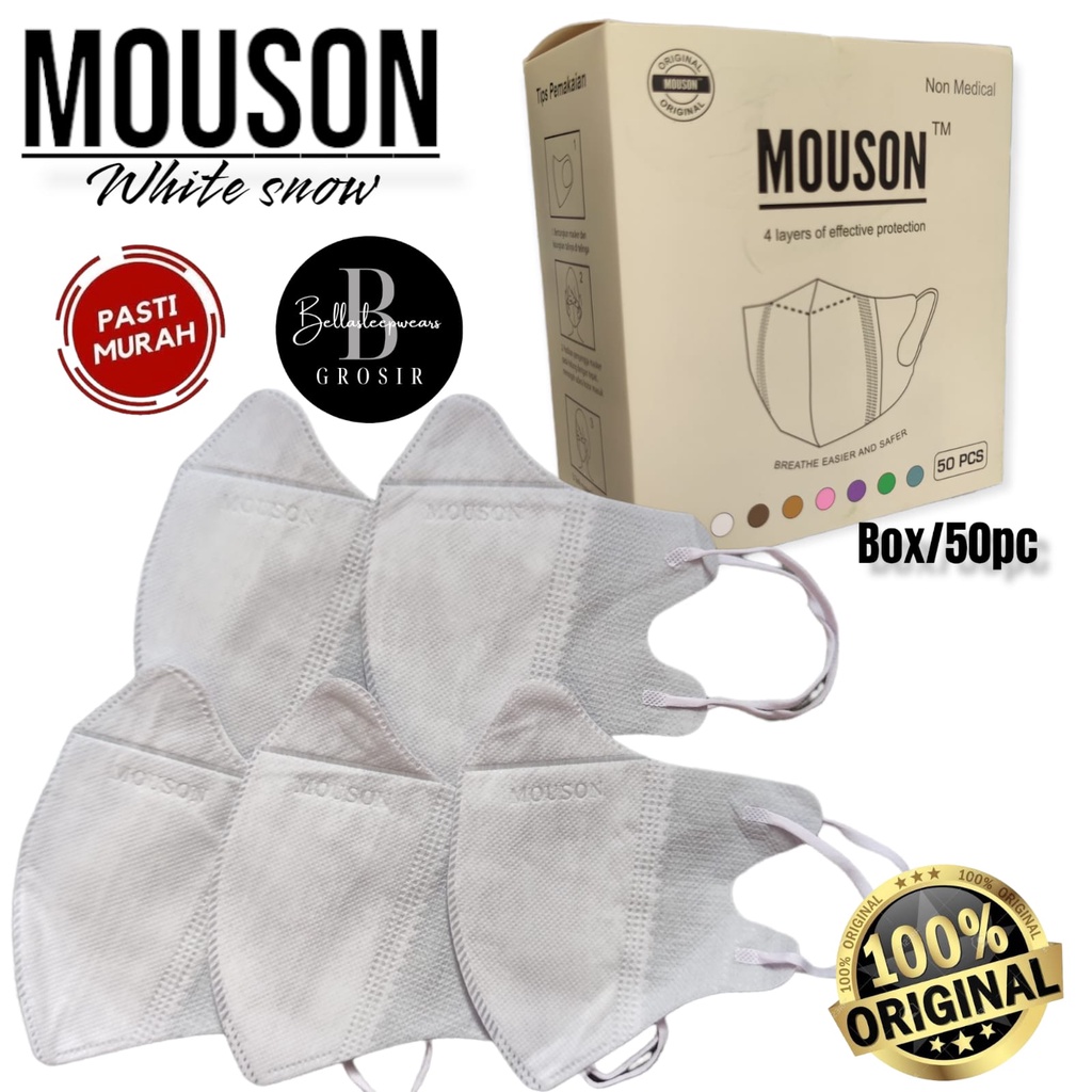 MASKER 4PLY DUCKBILL MOUSON ALKINDO EMBOS GARIS BOX ISI 50PC- MASKER DUCKBILL 4PLY EMBOS