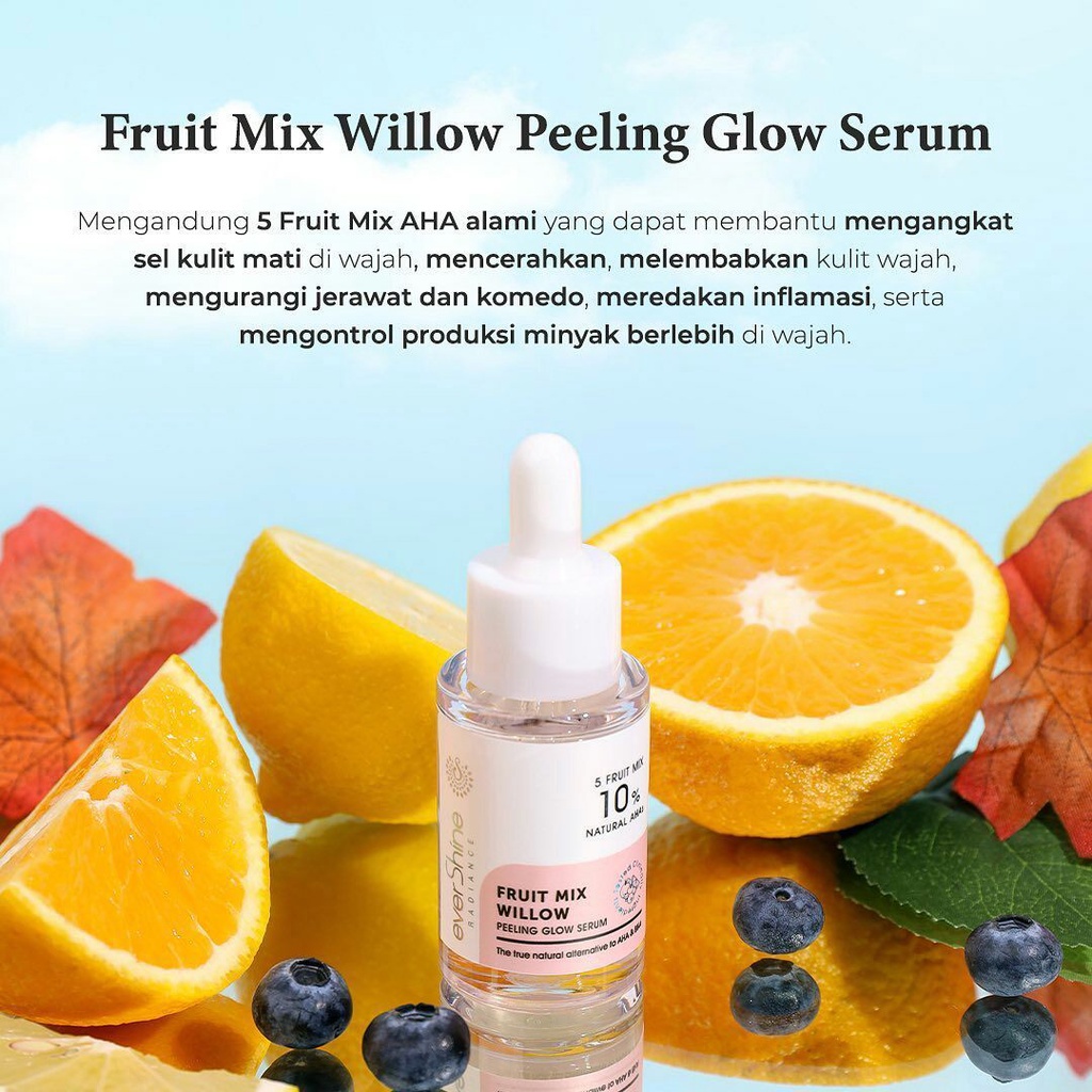 Evershine Fruit Mix Willow Peeling Glow Serum / Natural AHA BHA / Fruit aha