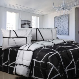 Sprei Dominique Hitam Mix Putih