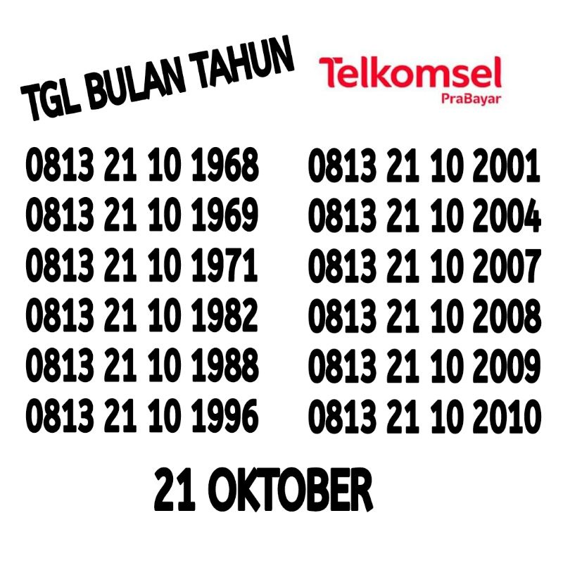nomor cantik simpati nomer cantik telkomsel kartu perdana 4G LTE tahun lahir 21 10 atau 21 oktober