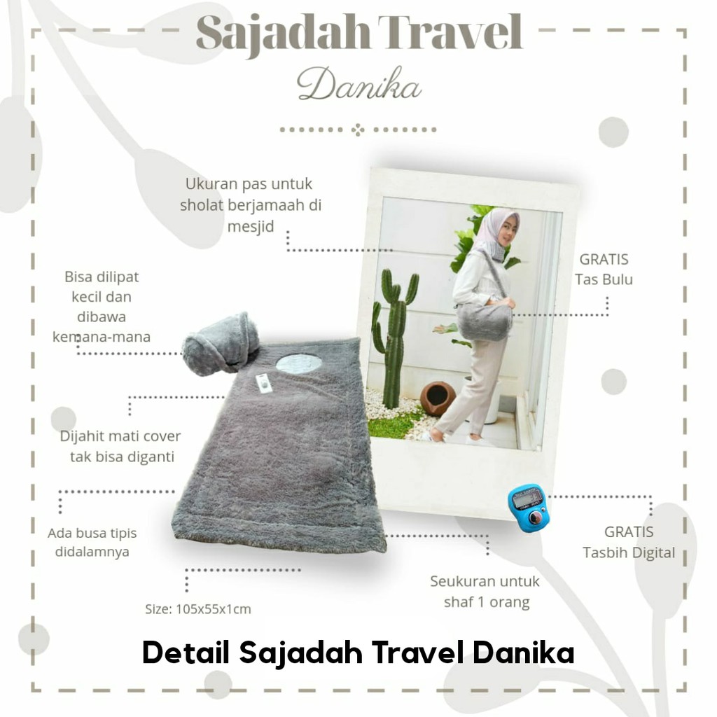 Sajadah Zaskia Sejadah Bulu Travel Dengan Tas Bulu Bordir Custom Nama
