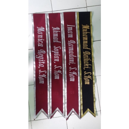 selempang wisuda list pita gliter (2lapisan)