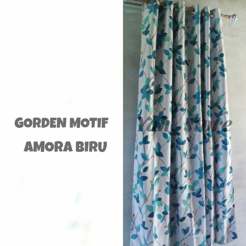 Yah_store. GORDEN MOTIF DAUN BIRU GORDYN MOTIF GORDEN MINIMALIS TIRAI JENDELA HORDENG BUNGA GORDEN M