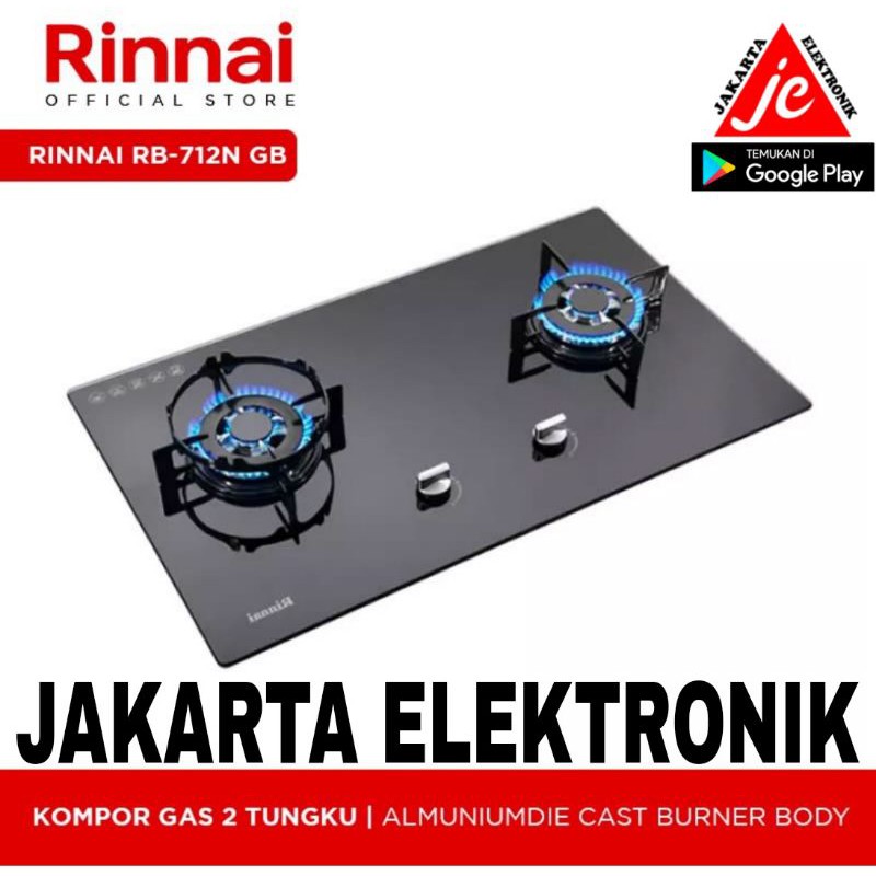 RINNAI KOMPOR GAS TANAM KACA RB-712N GB