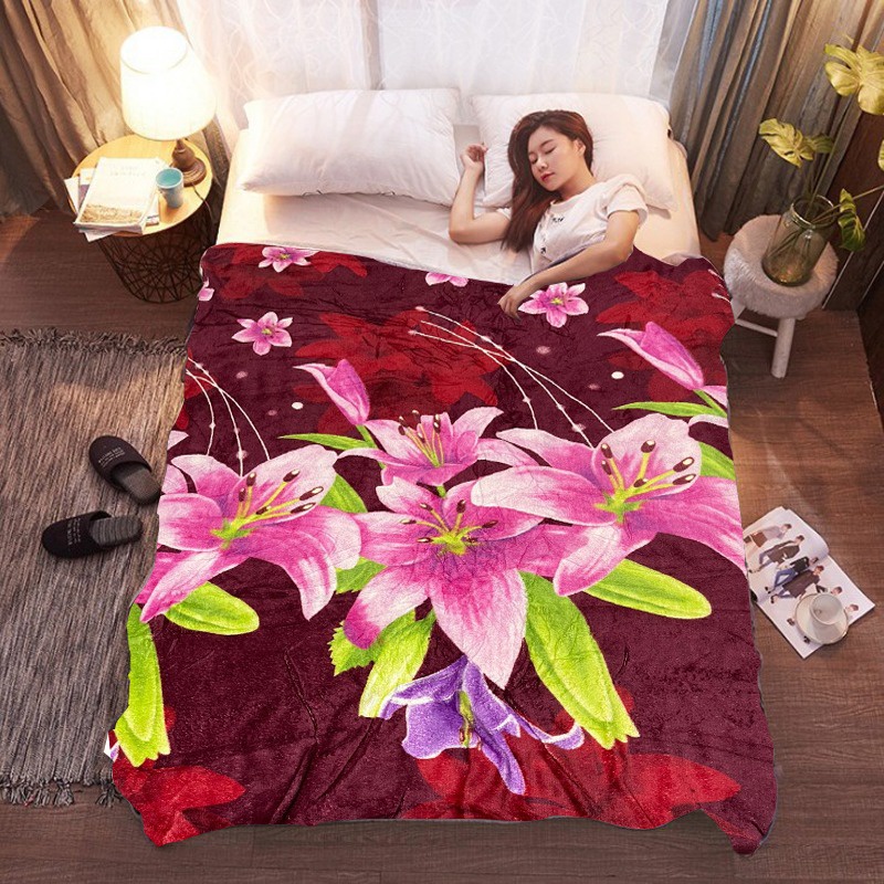 Selimut Bulu Halus Dewasa 150x200 Termurah Terlaris Motif Aesthetic New Arrival-Flower Anggrek