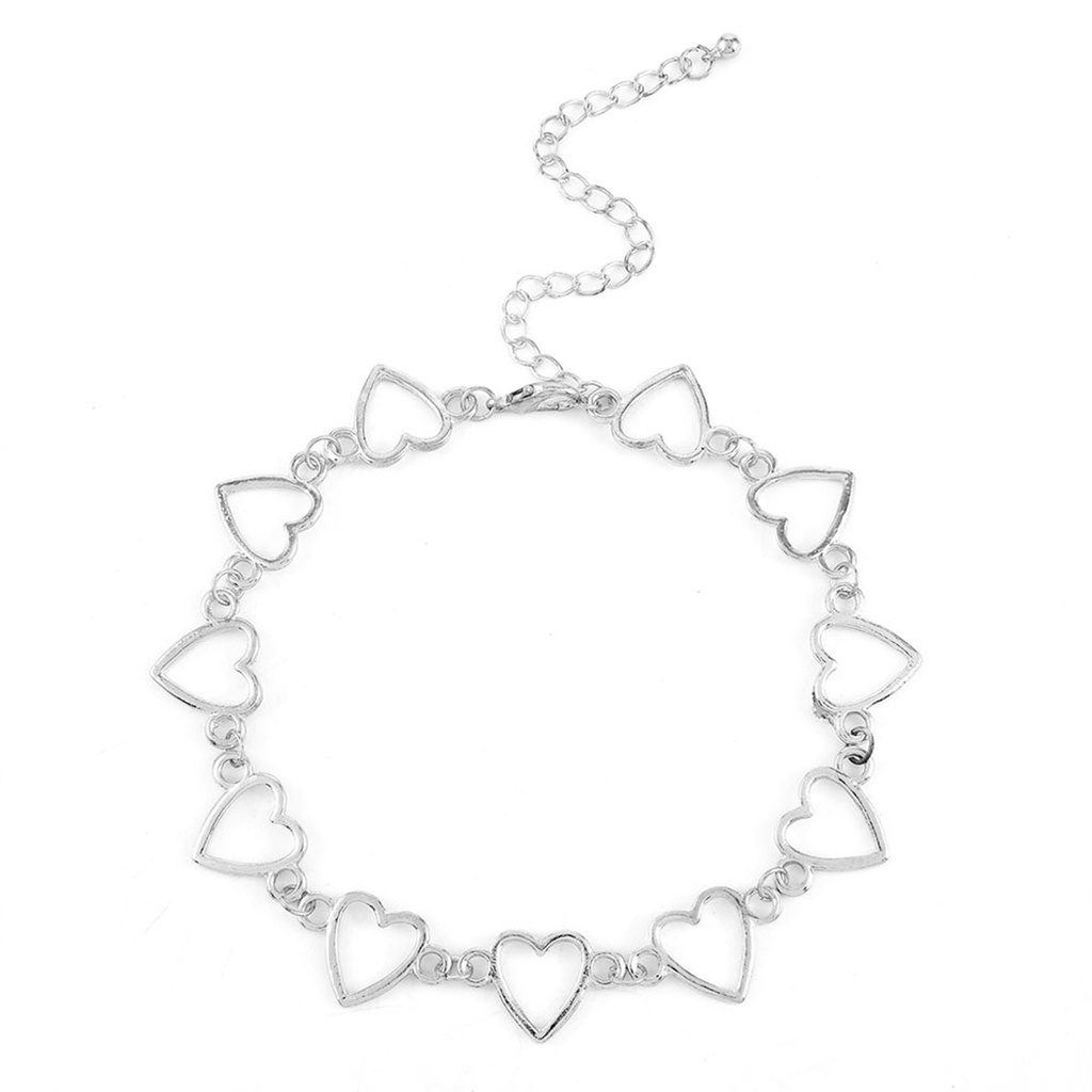 Hu Hu Hu Hu Hu Alat Bantu Pasang Kacamata♡ Kalung Rantai Choker Bentuk Hati Geometris Model Rongga Untuk Aksesoris Wanita