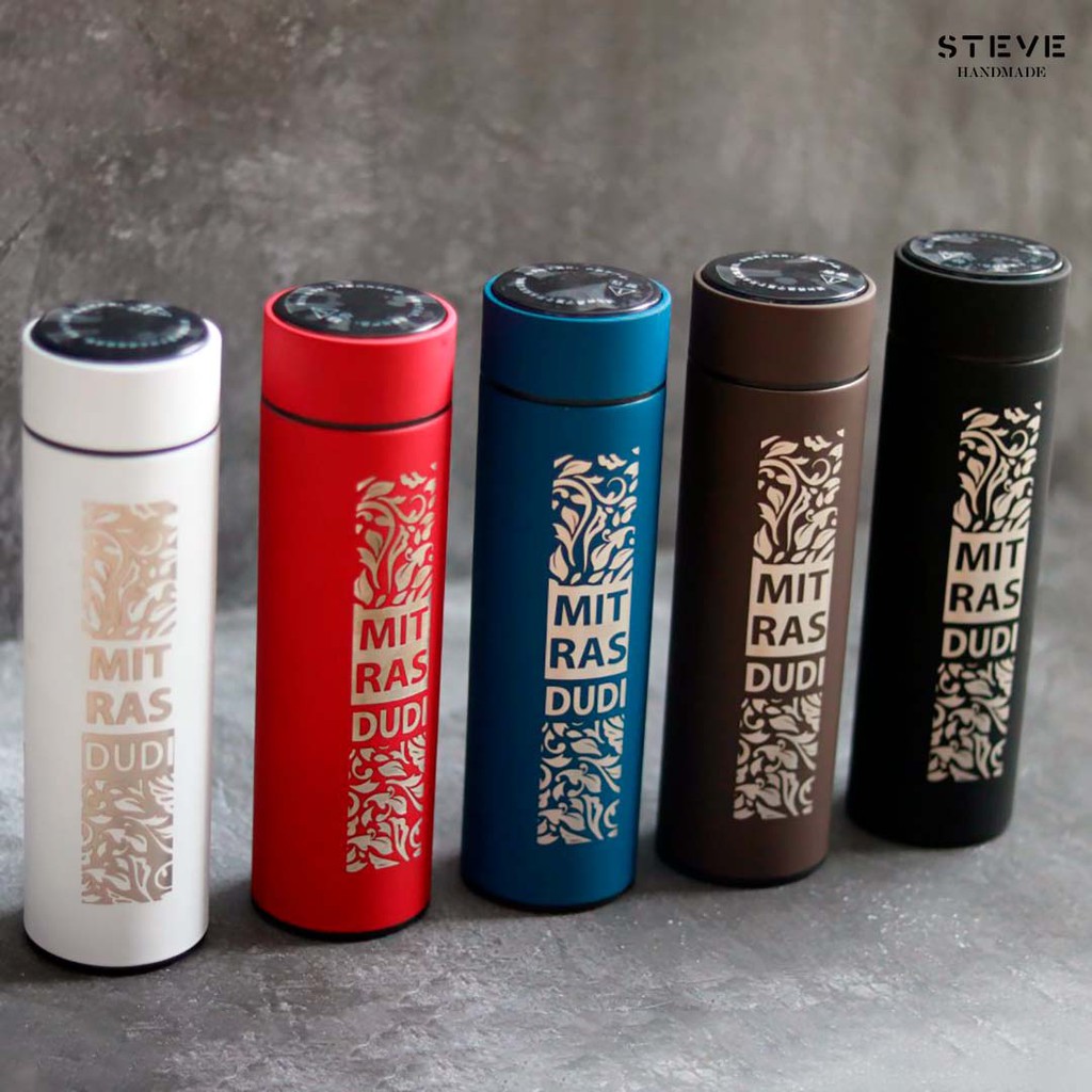 Botol minum stainless Pengukur suhu digital termos vacuum tumbler travel mug  TM0331 White