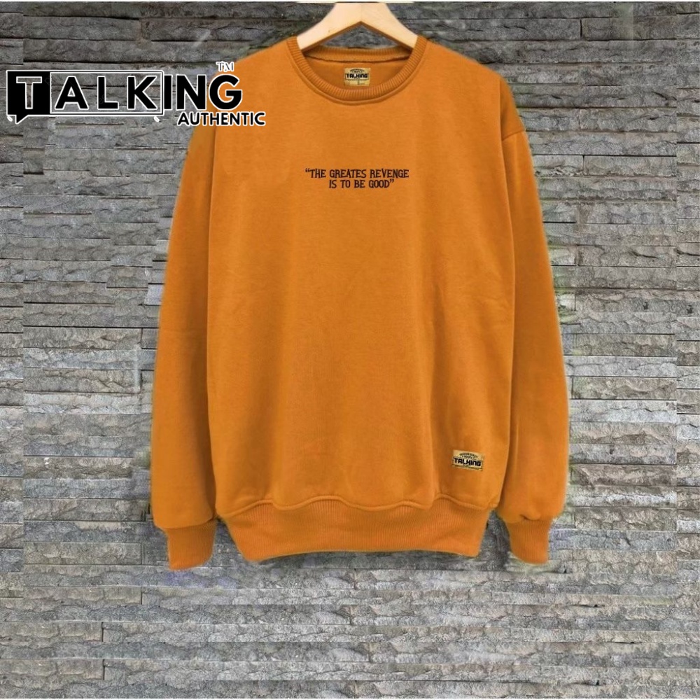 Crewneck Distro Pria Sweater Oversize Talking Motif Revenge