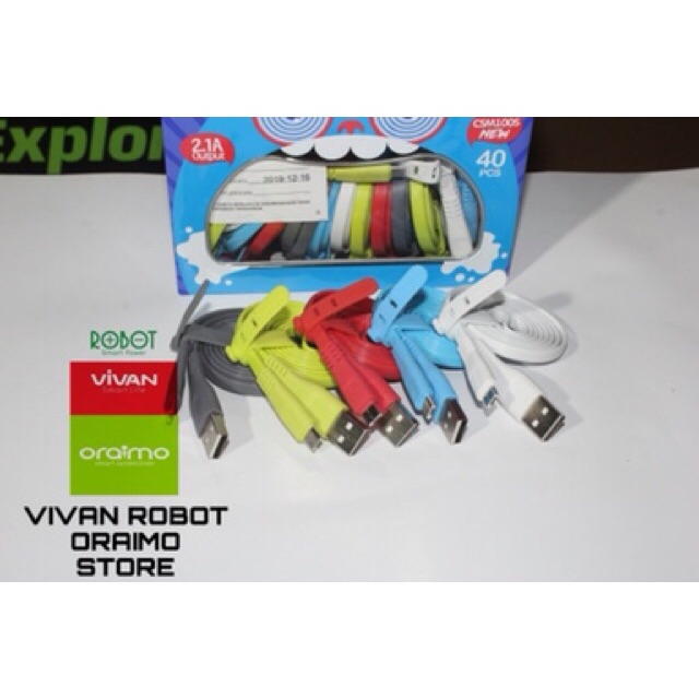 Kabel data Vivan fast charger CSM 100 S / CSM100S for micro 2.1A 1meter Warna rundom