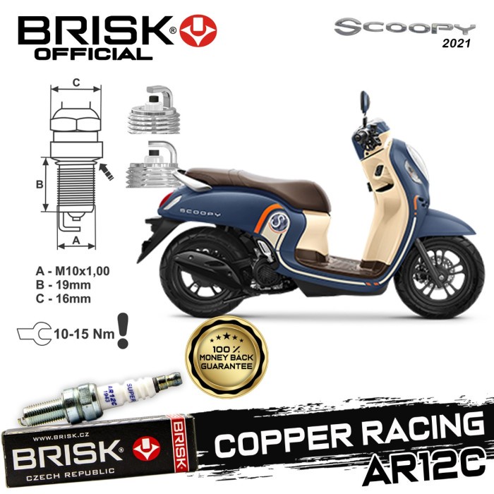 Busi Motor Brisk Copper Tipe - Ar12C Honda Scoopy 2021