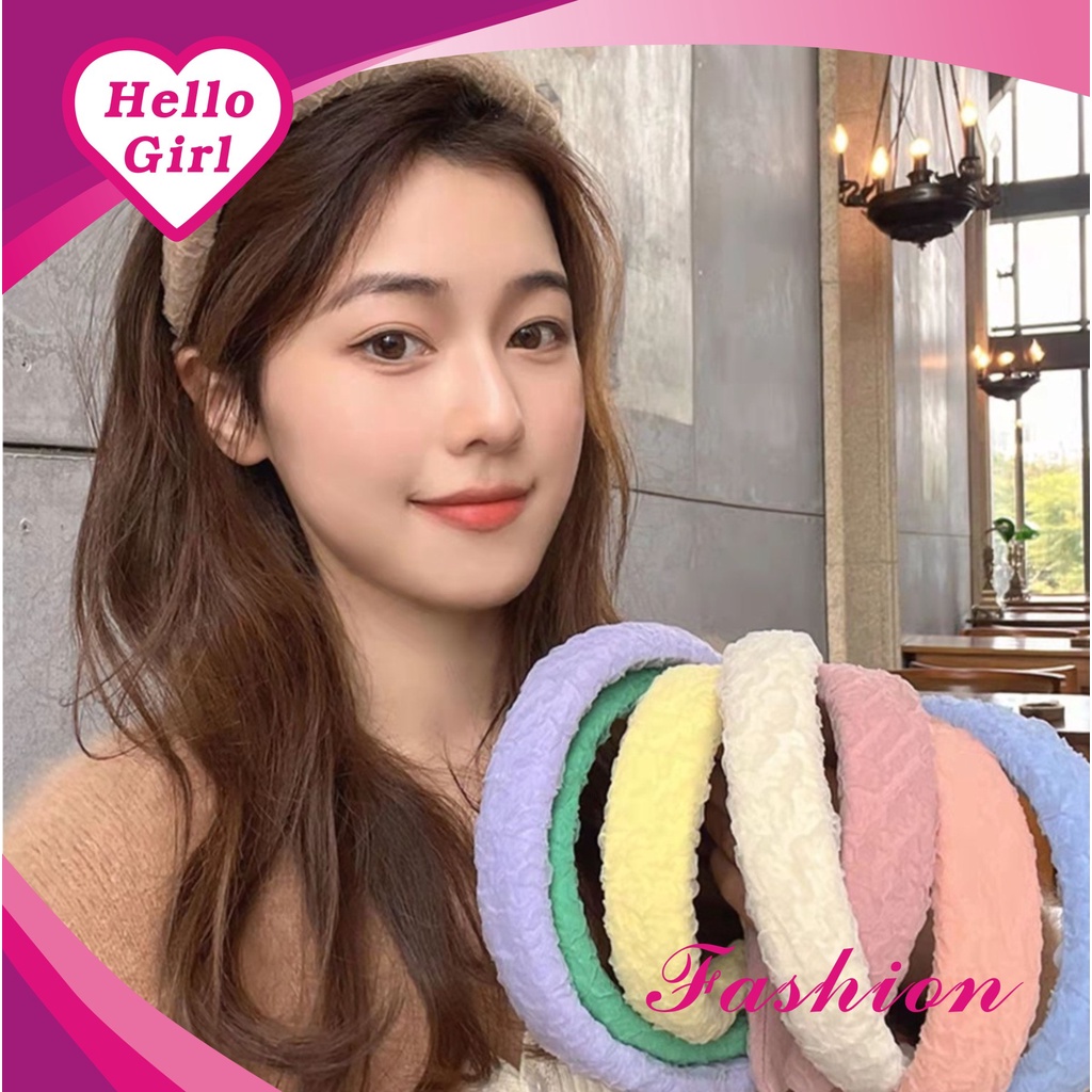 (Hello Girl)B16 Bando Korea Bandana Lebar Anti Slip Wanita Import