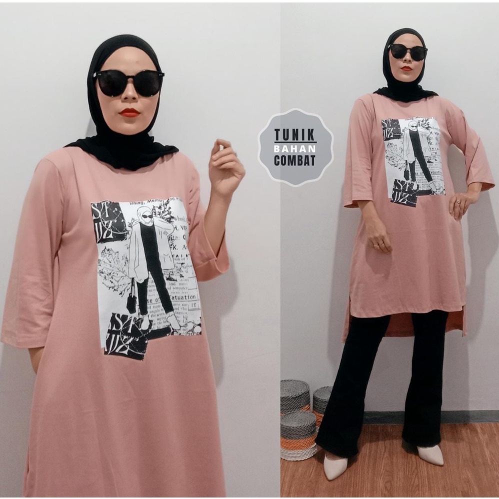 Tunik Long Back MEMORIES/Tunik Pinguin/Tunik Wanita Terbaru/Tunik Combad