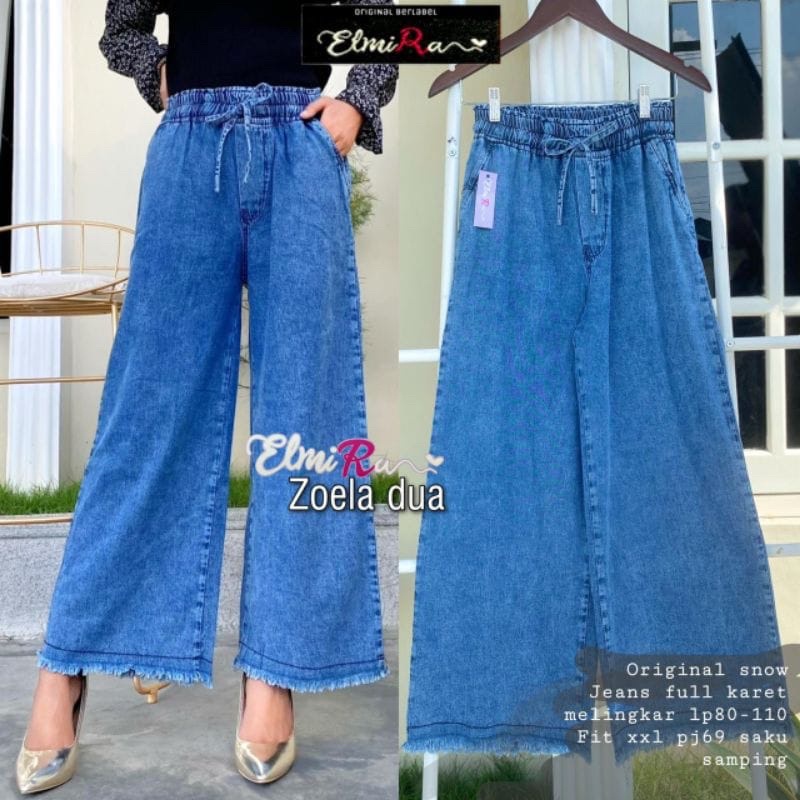 KULOT JEANS ORI SNOW JEAN washed full karet fit XXL