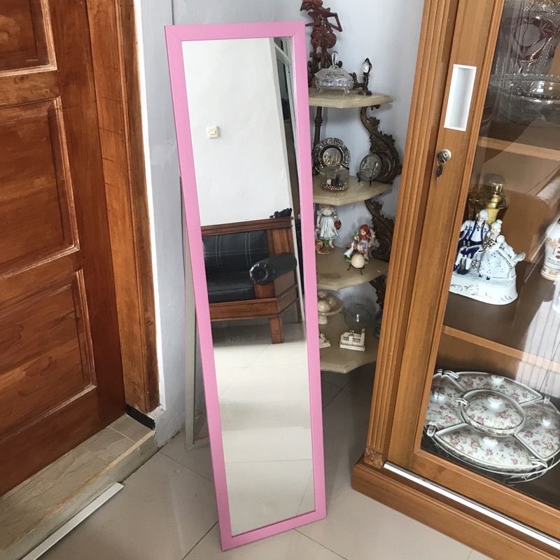 [BANDUNG] 127x35 STANDING MIRROR HARGA EKONOMIS KACA CERMIN BERDIRI FULL BODYl-Pink