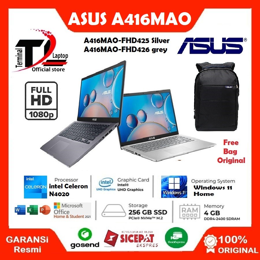 Asus VivoBook A416MAO-FHD425 - Silver [Celeron N4020-4GB-SSD 256GB]