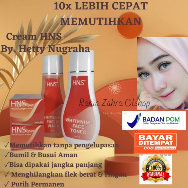 Paket Cream Krim  Pemutih Siang Malam Glowing Pelembab Penghilang Jerawat Kulit Wajah HN BPOM 20 gr