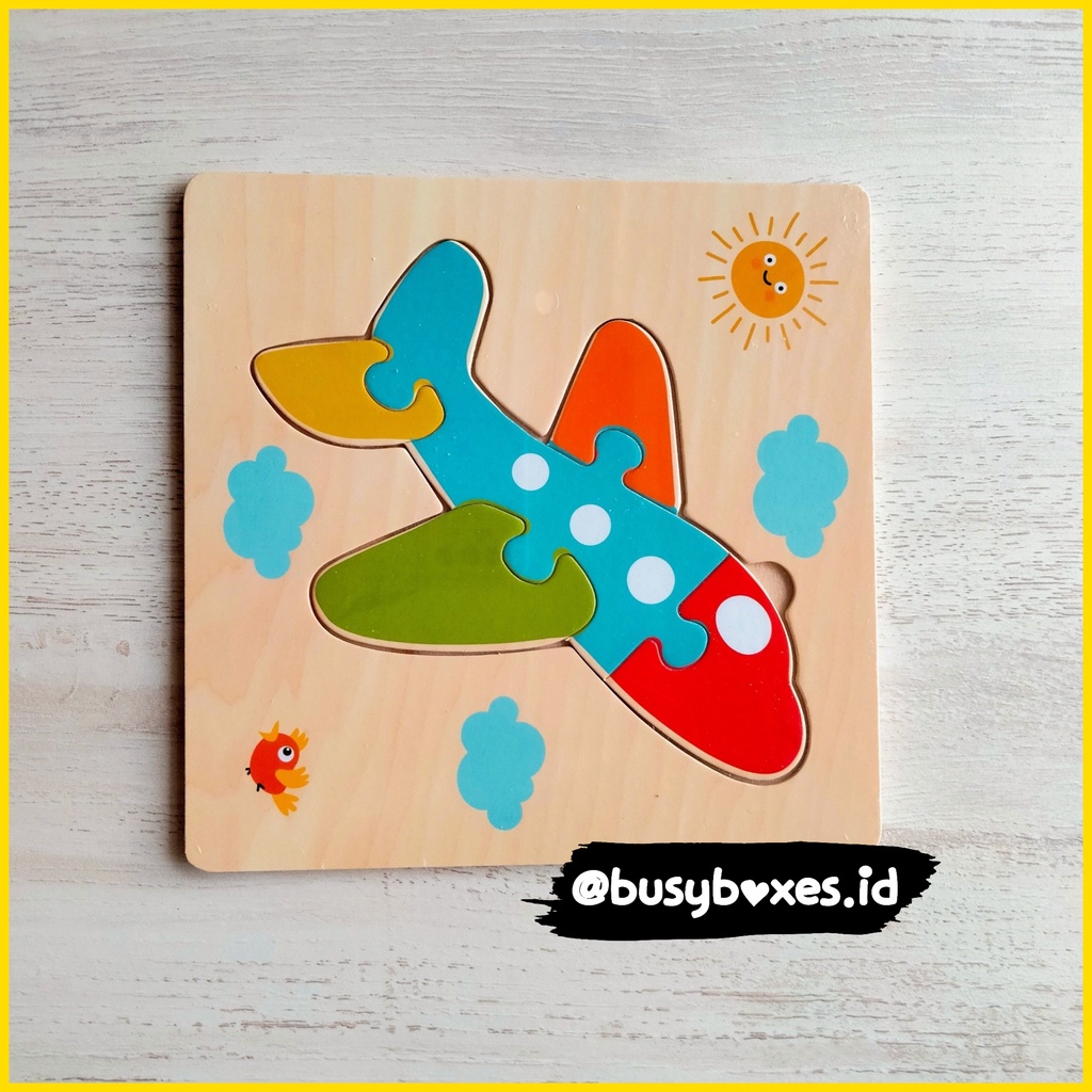 [busyboxes.id] mainan edukasi puzzle pesawat wooden toys mainan edukasi preschool aktivitas anak paud puzzle kayu mainan kayu