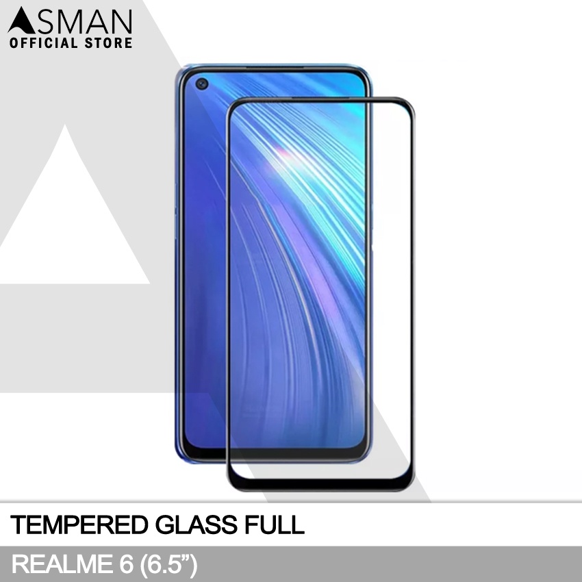 Tempered Glass Full Realme 6 (6.5&quot;) | Anti Gores Kaca - Hitam