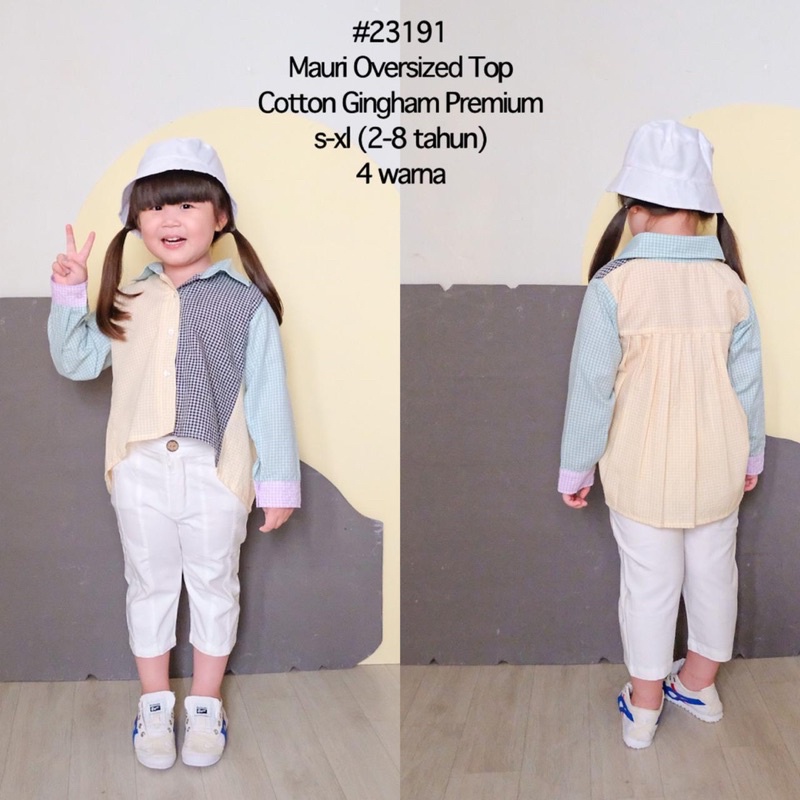Kemeja Anak Perempuan Gingham Atasan Kotak Baju Anak