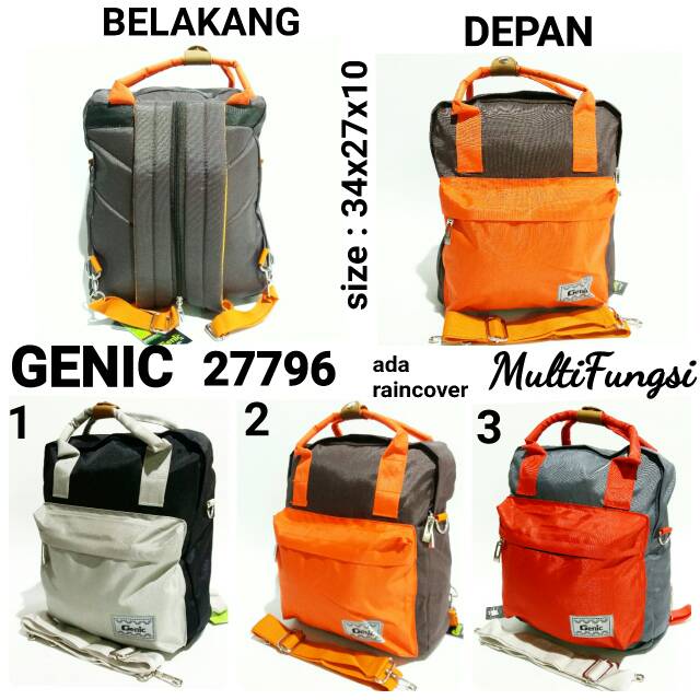 Tas sekolah ransel backpack wanita multifungsi Genic 27796 tas punggung murah dan terbaru