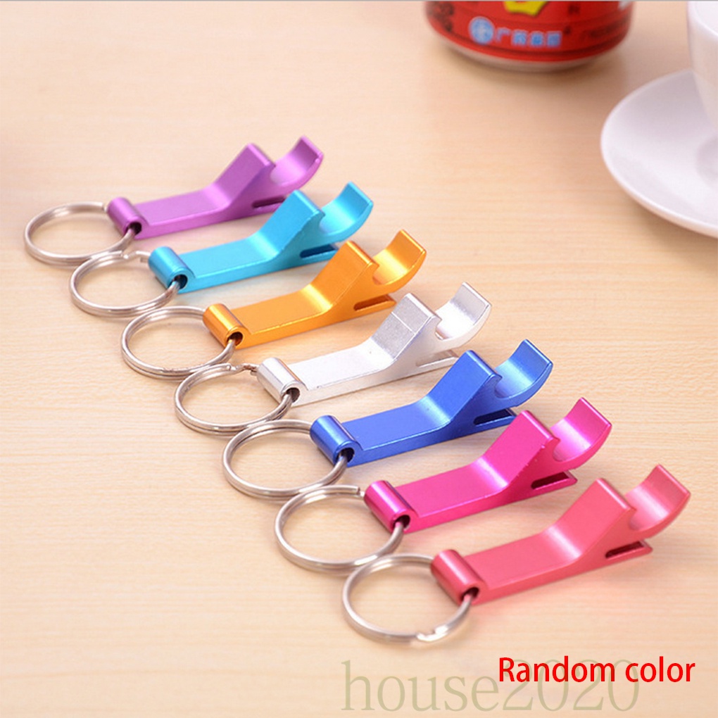 [house2020]Bottle Opener Aluminum Key Ring Chain Keyring Keychain Pure Color Metal Beer Bar Tool Claw