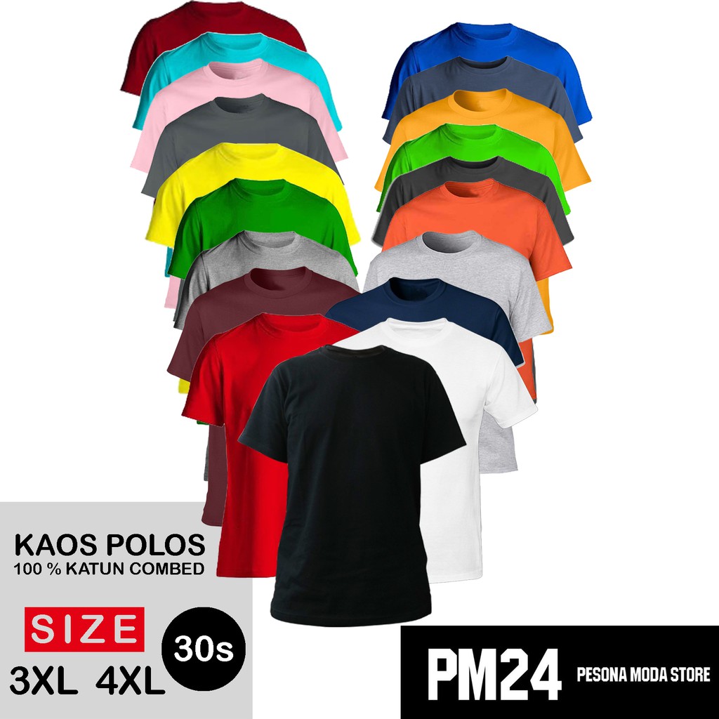  Kaos  Polos High Quality Cotton Combed  30S  Hitam 3XL 4XL 