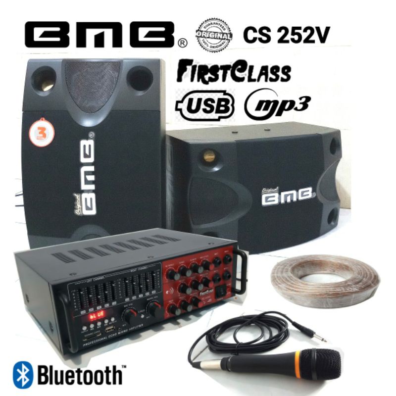 Paket karaoke speaker BMB 8in + ampli  mini USB BLUETOOTH  ORIGINAL