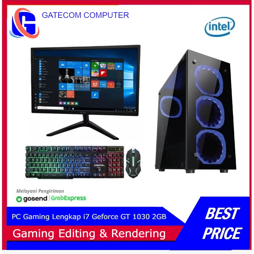 PC Lengkap Gaming i7 2600 / GT 1030 2GB /SSD 120GB / DDR 16 GB / LED 19