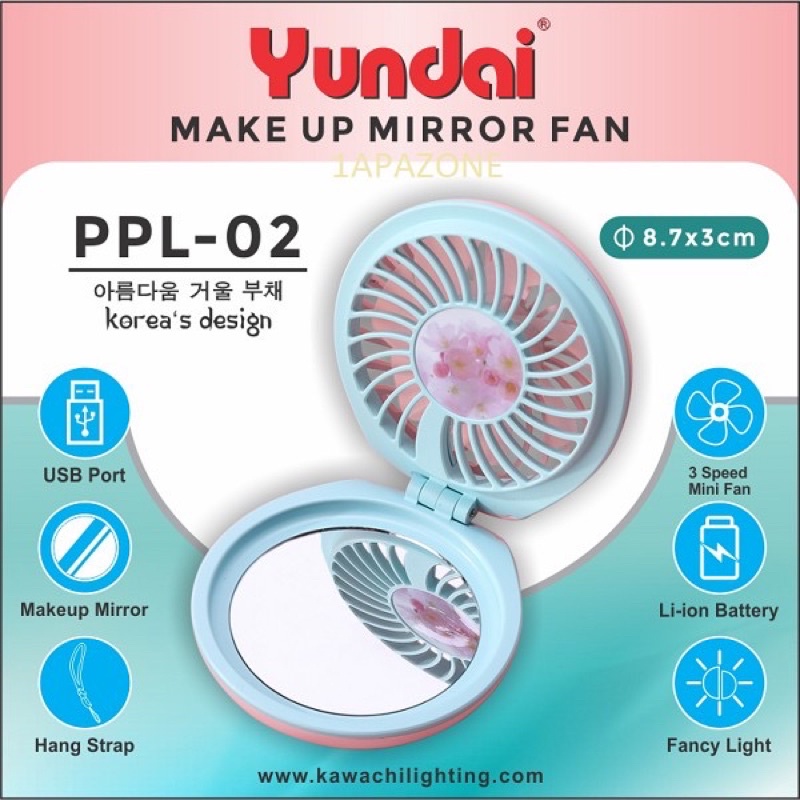 Kipas Mini + Kaca MakeUp Mirror Fan PPL-02 YUNDAI