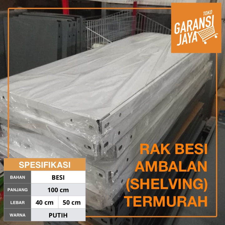 Plat Besi Ambalan (Putih 100x40cm) Rak Siku Lubang