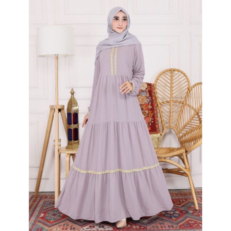 (DBY) GAMIS BESTARI RENDA MAXI DRESS BUSUI WANITA RAYON