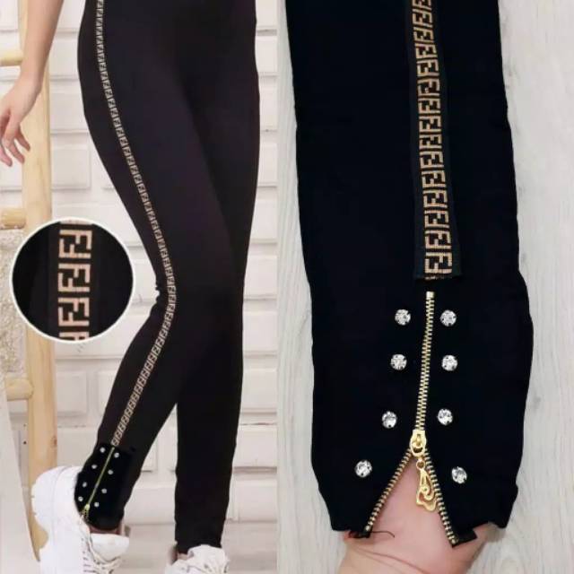 NEW LEGGING ZIPPER FF COKLAT MOTEX / LEGGING IMPORT MURAH / LEGGING MURAH