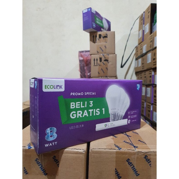 Lampu Paket ECOLINK LEDBulb 8W MultiPack 6500K (putih)